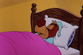 Screenshots from the 1957 Walter Lantz cartoon The Unbearable Salesman