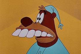 Screenshots from the 1957 Walter Lantz cartoon The Unbearable Salesman