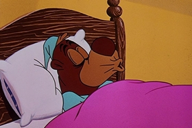 Screenshots from the 1957 Walter Lantz cartoon The Unbearable Salesman