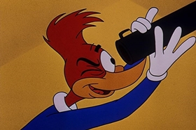 Screenshots from the 1957 Walter Lantz cartoon The Unbearable Salesman