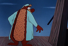 Screenshots from the 1957 Walter Lantz cartoon The Unbearable Salesman