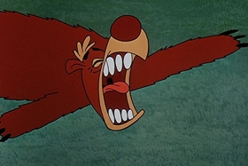 Screenshots from the 1957 Walter Lantz cartoon The Unbearable Salesman