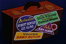 Screenshots from the 1957 Walter Lantz cartoon The Unbearable Salesman