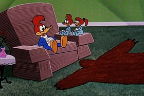 Screenshots from the 1957 Walter Lantz cartoon The Unbearable Salesman