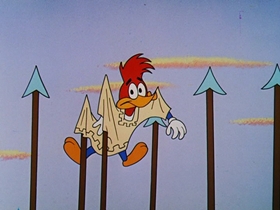 Screenshots from the 1957 Walter Lantz cartoon International Woodpecker