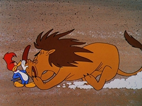 Screenshots from the 1957 Walter Lantz cartoon International Woodpecker