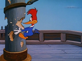 Screenshots from the 1957 Walter Lantz cartoon International Woodpecker