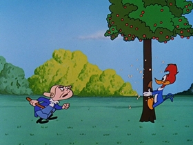 Screenshots from the 1957 Walter Lantz cartoon International Woodpecker