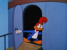 Screenshots from the 1957 Walter Lantz cartoon International Woodpecker