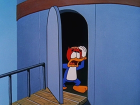 Screenshots from the 1957 Walter Lantz cartoon International Woodpecker