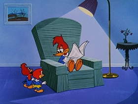 Screenshots from the 1957 Walter Lantz cartoon International Woodpecker