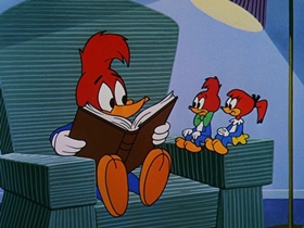 Screenshots from the 1957 Walter Lantz cartoon International Woodpecker