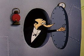 Screenshots from the 1957 Walter Lantz cartoon Round Trip to Mars