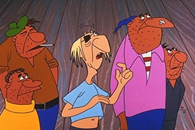 Screenshots from the 1957 Walter Lantz cartoon Dopey Dick the Pink Whale