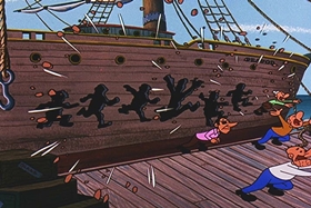 Screenshots from the 1957 Walter Lantz cartoon Dopey Dick the Pink Whale