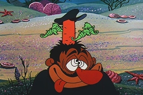 Screenshots from the 1957 Walter Lantz cartoon Dopey Dick the Pink Whale