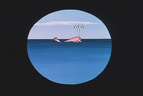 Screenshots from the 1957 Walter Lantz cartoon Dopey Dick the Pink Whale