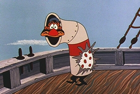 Screenshots from the 1957 Walter Lantz cartoon Dopey Dick the Pink Whale