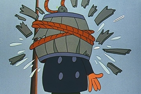 Screenshots from the 1957 Walter Lantz cartoon Dopey Dick the Pink Whale