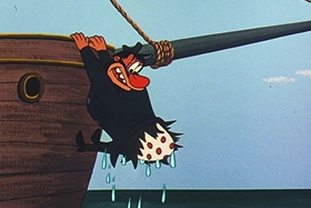 Screenshots from the 1957 Walter Lantz cartoon Dopey Dick the Pink Whale