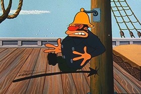 Screenshots from the 1957 Walter Lantz cartoon Dopey Dick the Pink Whale