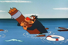 Screenshots from the 1957 Walter Lantz cartoon Dopey Dick the Pink Whale