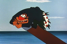 Screenshots from the 1957 Walter Lantz cartoon Dopey Dick the Pink Whale