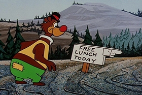 Screenshots from the 1957 Walter Lantz cartoon Fodder and Son
