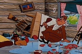 Screenshots from the 1957 Walter Lantz cartoon Fodder and Son