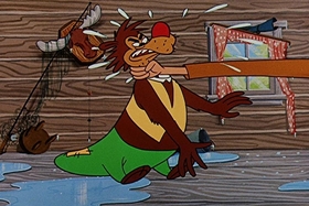 Screenshots from the 1957 Walter Lantz cartoon Fodder and Son