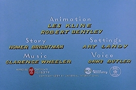 Screenshots from the 1957 Walter Lantz cartoon Fodder and Son