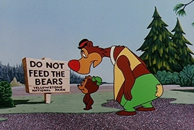 Screenshots from the 1957 Walter Lantz cartoon Fodder and Son