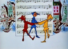 Screenshots from the 1957 Disney cartoon The Truth About Mother Goose