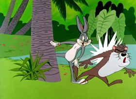 Screenshots from the 1957 Warner Bros. cartoon Bedevilled Rabbit