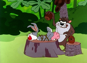 Screenshots from the 1957 Warner Bros. cartoon Bedevilled Rabbit