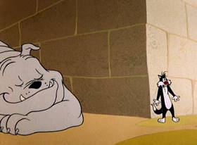 Screenshots from the 1957 Warner Bros. cartoon Tweety and the Beanstalk