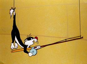 Screenshots from the 1957 Warner Bros. cartoon Tweety and the Beanstalk