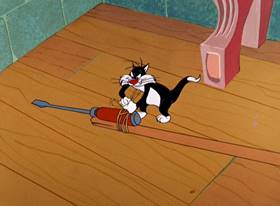 Screenshots from the 1957 Warner Bros. cartoon Tweety and the Beanstalk