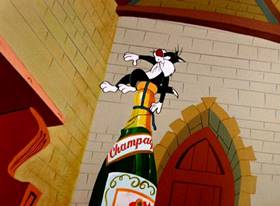 Screenshots from the 1957 Warner Bros. cartoon Tweety and the Beanstalk