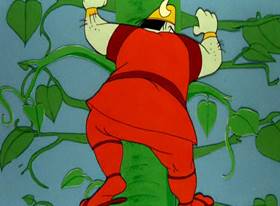 Screenshots from the 1957 Warner Bros. cartoon Tweety and the Beanstalk