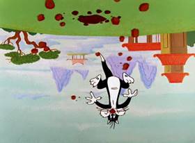 Screenshots from the 1957 Warner Bros. cartoon Tweety and the Beanstalk