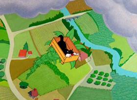 Screenshots from the 1957 Warner Bros. cartoon Tweety and the Beanstalk