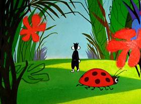 Screenshots from the 1957 Warner Bros. cartoon Tweety and the Beanstalk