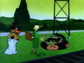 Screenshots from the 1957 Warner Bros. cartoon Boston Quackie