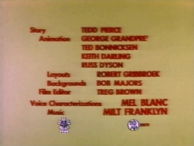 Screenshots from the 1957 Warner Bros. cartoon Boston Quackie