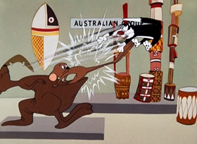 Screenshots from the 1957 Warner Bros. cartoon Mouse-Taken Identity