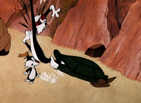 Screenshots from the 1957 Warner Bros. cartoon Mouse-Taken Identity