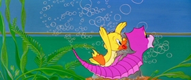 Screenshots from the 1958 MGM cartoon Happy Go Ducky