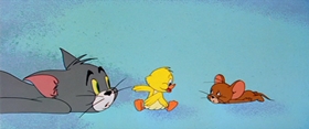 Screenshots from the 1958 MGM cartoon Happy Go Ducky