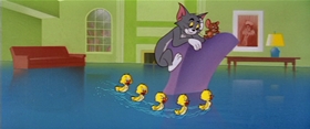 Screenshots from the 1958 MGM cartoon Happy Go Ducky